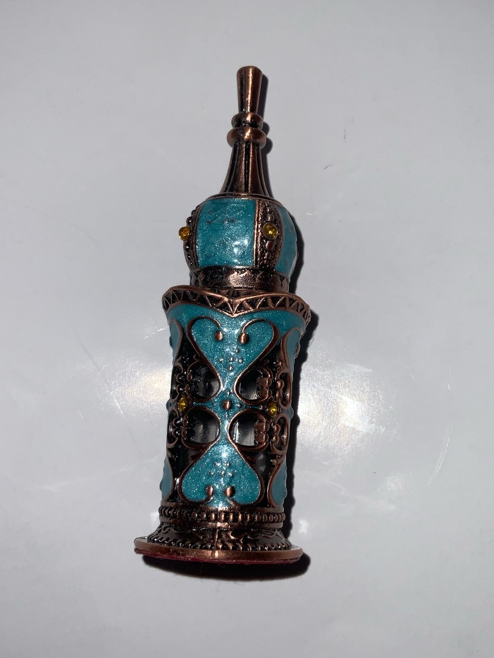 Turquoise Decorative Perfume Bottle with Copper Filigree